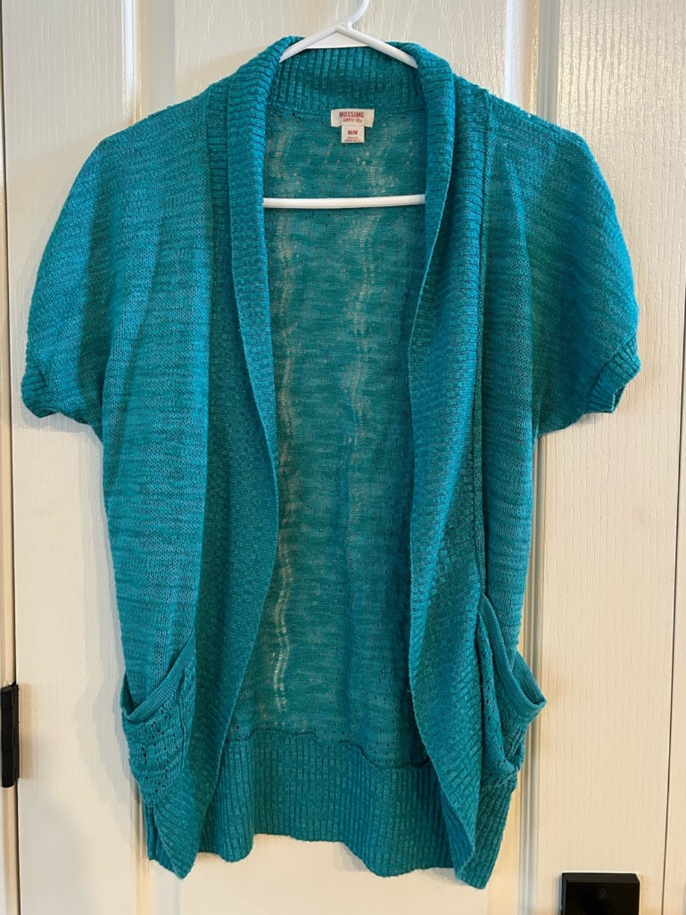 Mossimo Supply Co. Teal Short-Sleeve Open Front Cardigan
